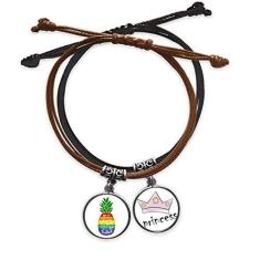 Imagem de DIYthinker Pulseira de couro com citação da bandeira LGBT da PineFruit com corrente de mão