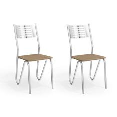Imagem de Conjunto Com 2 Cadeiras De Cozinha Napoles Cromado E Capuccino
