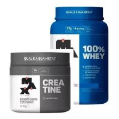 Imagem de Kit Max Titanium Whey 100% Protein 900G + Creatina 100% Pura Monohidra