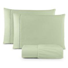 Imagem de Jogo De Lençol Queen 3 Peças 180 Fios Ponto Palito  Algodão - Ibiborda