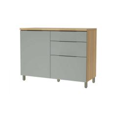 Imagem de Armário de Cozinha Modulado Balcão Marquesa 1 Porta e 3 Gaveta c/ Tampo 120cm Nature/Verde - Nesher