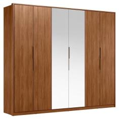 Imagem de Guarda Roupa Casal Atrice 6 Portas Nogueira Touch com Espelho Demóbile - Demartêz