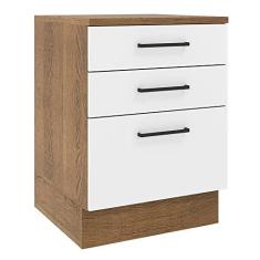 Imagem de Balcão Madesa Agata 60 cm 3 Gavetas - Rustic/branco