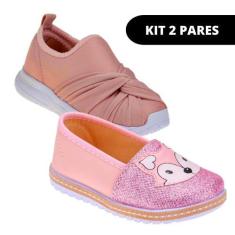 Imagem de Kit 2 Pares Sapatilha Tênis Infantil Sapatenis Feminino Menina Escolar