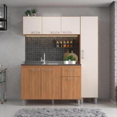 Imagem de Cozinha Iara Modulada 3 Peças 7 Portas 1 Gaveta Freijó/Off White