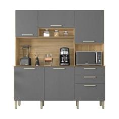 Imagem de Armario De Cozinha Compacta 6 Portas 2 Gavetas Ferrara Freijó gris