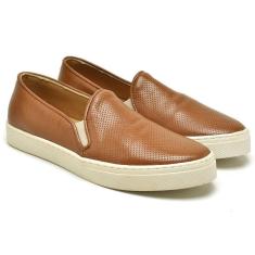 Imagem de Tênis Slip-On Feminino Couro Calce Fácil Leve Conforto Moda-Feminino