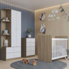 Imagem de Quarto de Bebê com Guarda-roupa 2 Portas Cômoda e Berço Labirinto