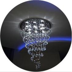 Imagem de Lustre De Cristal Legítimo Espiral Com 1,10M De Altura, Base De Inox Espelhado Com 40CM De Diâm.