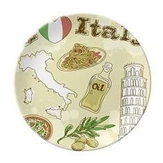 Imagem de Prato decorativo de porcelana Salver da Itália Paisagem A Torre Inclinada de Pisa Prato de jantar