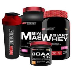 Imagem de Kit Hipercalórico Giant Mass 3kg + Giant Whey 900g + BCAA 4.5g 250g Tangerina + Coqueteleira – Bodybuilders Sabor: Moran