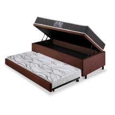 Imagem de Bicama Box Baú Solteiro Suede Marrom 88X188 Com Colchão Pantanal Espum