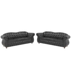 Imagem de Dois Sofás Chesterfield Merlo 3 Lugares 2M - Corano Preto / Decoração,