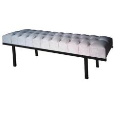 Imagem de Recamier Queen Bege Suede Liso Base De Metal Preto Barrow Vintage - RB