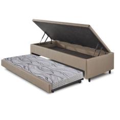 Imagem de Bicama Solteiro Com Baú Em Revestimento Sintético Linho Bege - Cama In