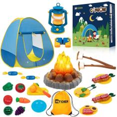 Imagem de Barraca de acampamento MITCIEN Kids com fogueira de brinquedo/frutas 3 anos ou mais