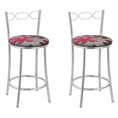 Imagem de Kit 2 Banquetas Cromadas Bc51-c - E511 Cromada/Vermelho