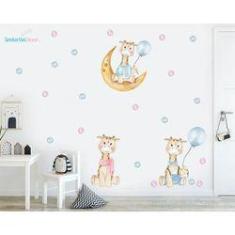 Imagem de adesivo de parede decoração meninos e meninas girafas gêmeos