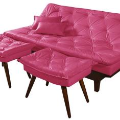 Imagem de Sof  Cama Caribe 3 Lugares Com 2 Banquetas Revestimento Couri