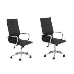 Imagem de Conjunto 2 Cadeiras de Escritório Presidente Giratória Sevilha Alta Rivatti Preto