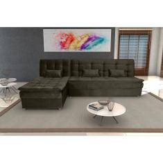 Imagem de Sofá Cama Reclinavel com Chaise Penélope Turkey Marrom F444 - Matrix