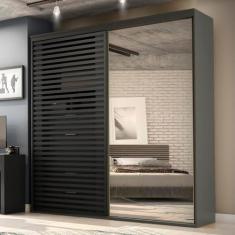 Imagem de Guarda-roupa Autes Sol 2 Portas Titânio Ripada com Espelho Freijó