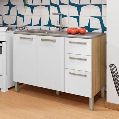 Imagem de Balcão de Cozinha para Pia 120 Cm Mad Versalhes 3 Portas 2 Gavetas Freijó/Supremo - Kits Paraná