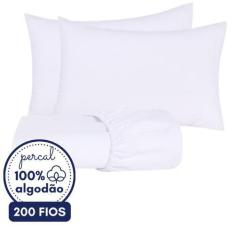 Imagem de Lençol com Fronha Percal 200 Fios 100% Algodão Queen Cores Classicas C