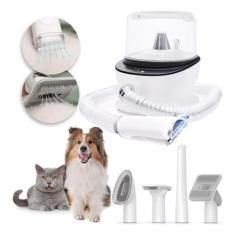 Imagem de Maquina De Tosar com Aspirador de Pelos Pet Cães Gatos Kit de Limpeza 