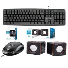 Imagem de Teclado + Mouse Óptico Usb + Caixa Som Pc Desktop Computador