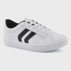 Imagem de Tenis Slip On Branco Godiva Tiras Preto 333938