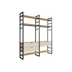 Imagem de guarda-roupa closet modulado industrial philly ii 3 gv cedro e off white 197 cm