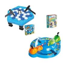Imagem de Kit Jogo De Mesa Quebra Gelo Do Pinguim + Jogo Papa Bolinhas Hipopótamo Brinquedo Educativo Infantil Criança Divirta-se Em Família