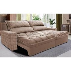 Imagem de Sofá Retrátil e Reclinável 2,35m Molas Ensacadas Cama Inbox Elegance com Thermogel Velusoft Bege
