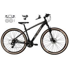 Imagem de Bicicleta aro 29 Ksw Xlt 24v Câmbios Shimano Freios Hidráulicos Garfo com Suspensão Pneu Faixa Bege - Preto/Prata