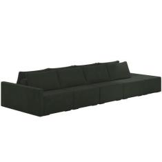 Imagem de Sofá Ilha Modular Para Sala 392cm Com Puff Dublin K01 Veludo Verde - L