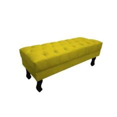 Imagem de Recamier Luis Xv Capitonê Retrô 100cm Suede Amarelo Pés Madeira Mz Dec