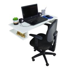 Imagem de Mesa Escrivaninha de Estudos Suspensa Escritório Notebook Home Office MDF Branco 90cm