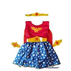 Imagem de Fantasia infantil com capa e acessórios Mulher Mavilha Premium - Exodo