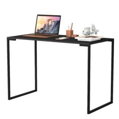 Imagem de Escrivaninha Mesa de Computador Industrial Para Quarto Home Office 90cm Pes Metal Dourado