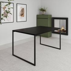Imagem de Mesa De Jantar Industrial Aço E Madeira Preta Manchester Preto