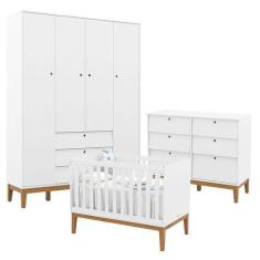 Imagem de Quarto de Bebe Unique 4 Portas com Cômoda 6 Gavetas Branco Soft Eco Wo