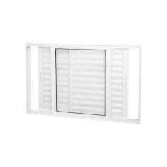 Imagem de Janela Veneziana Abertura Dupla Premium 3 Folha Vidro Liso 100x150cm CRV Portas e Janelas