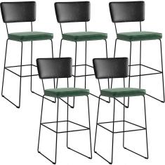 Imagem de Kit 05 Banquetas Altas Allana L02 Preto Facto Verde Musgo