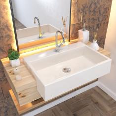 Imagem de Kit Cuba XRT55 Válvula Click 1 Polegada B Sifão Flexível Cromado Compace Bege