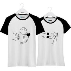 Imagem de Kit Camiseta Para Casal Combinando Roubando Coração Imã - Loja Bobkin