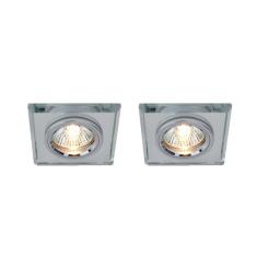 Imagem de Kit 2 Spot Quadrado Embutir Sanca Gesso Cristal Espelhado