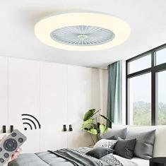 Imagem de Ventilador de teto LED Ventilador de teto nórdico moderno regulável Ventilador de teto ultrafino invisível de 32W com iluminação Ultra silencioso Quarto Ventilador de sala de estar Lâmpada d