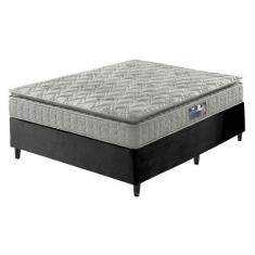 Imagem de Cama Box Viúva Preto + Colchão Ortopedico Espuma D33 Pillow Top Hanove