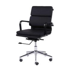 Imagem de Cadeira Escritório Baixa Estofada em Corino com Rodízios 3304 OR Design Preto